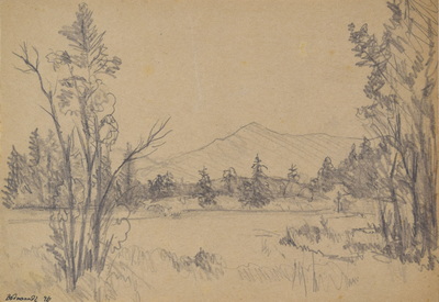 Konrad Sommer: Badmanndl, 1946,  Bleistift auf Papier, 19,0 x 27,8 cm 