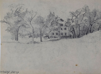 Konrad Sommer: Mausbichl, Juli 1947,  Bleistift auf Papier, 19,2 x 25,1 cm 