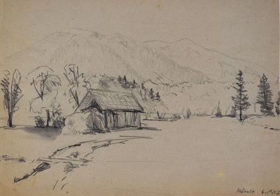 Konrad Sommer: Hörnle, 4.10.1947, Bleistift auf Papier, 20,2 x 27,5 cm 