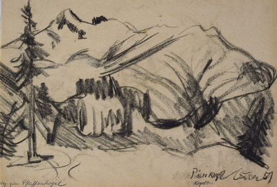Konrad Sommer, Risserkogl Kogeltal, 1951, Kohle, Bleistift auf Papier, 19,5 x 28,5 cm, bez.u.r.: Risserkogl Kogeltal 51. 
