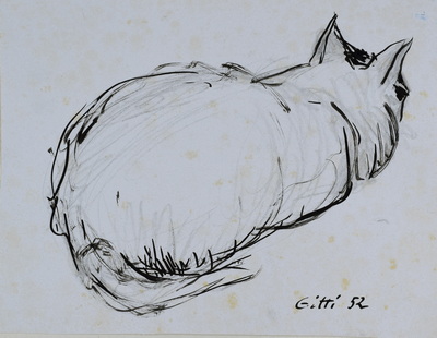 Konrad Sommer, Gitti, 1952, Tusche, Bleistift auf Papier, 20,1 x 26,2 cm, bez.u.r.:  Gitti 52., Sammlung Michael Gorkow 