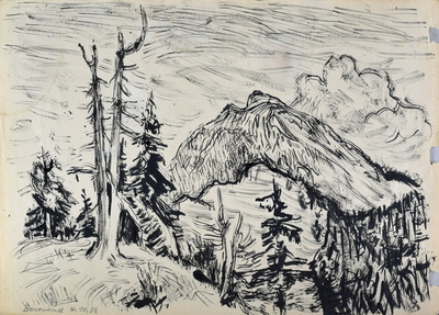 Konrad Sommer, Benewand,  4.10.1959,  Tusche, Rohrfeder, Bleistift auf Papier, 29,7 x 42,0 cm, bez. u.l.: Benewand 4.10.59. 