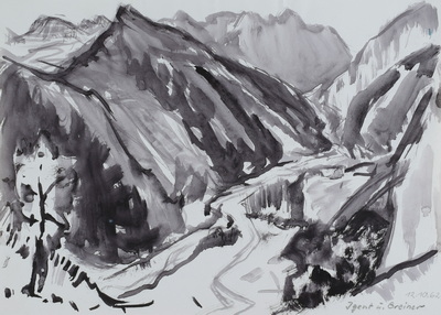 Konrad Sommer:  Igent und Greiner, 12.10.1962, Tusche,  Bleistift auf Papier, 21,0 x 29,0 cm, bez.u.r.: 12.10.62. Igent u. Greiner, Sammlung Michael Gorkow
