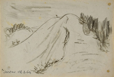 Konrad Sommer: Seekar, 18.3.1964, Kohle, Bleistift auf Papier, 17,1 x 25,0 cm, bez. u.l.:  Seekar 18.3.64.