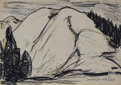 Konrad Sommer, Seekar, 18.3.1964, Kohle, Bleistift auf Papier, 17,3 x 25,1 cm, bez.u.l.: Seekar 18.3.64. 
