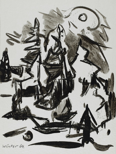 Konrad Sommer: Winter 64, 1964,  Tusche auf Papier, 27,0 x 20,7 cm, Sammlung Michael Gorkow