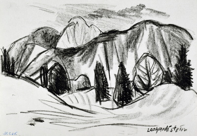 Konrad Sommer, Leonhardistein, 30.1.1965,  Kohle, Kugelschreiber auf Papier, 20,8 x 30,5 cm, bez.u.l.:  30.1.65. u.r.: Leonhardistein 