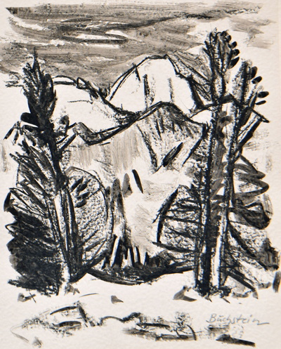 Konrad Sommer: Buchstein, 1965, Kohle, Tusche, Bleistift auf Papier, 26,9 x 21,9 cm, bez. u.r.: Buchstein