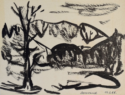 Konrad Sommer, Benewand, 11.2.1968, Tusche, Pinsel und Feder  auf Papier, 18,1 x 23,5 cm, bez. u.r.:  Benewand 11.2.68.   